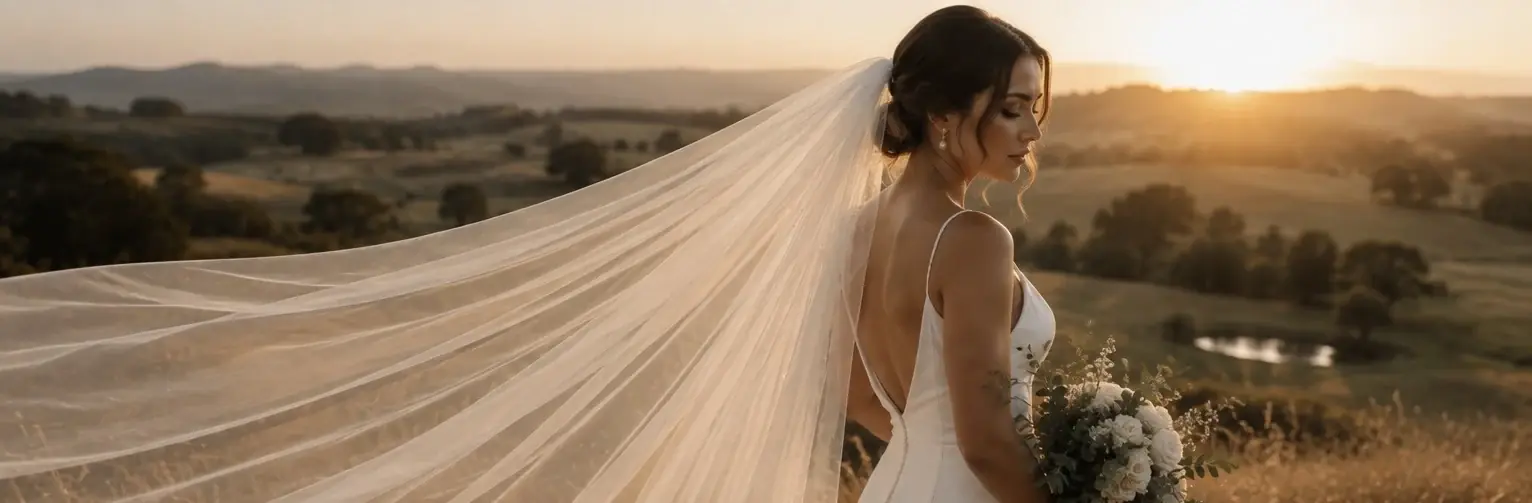 Bride wearing a soft wedding veil