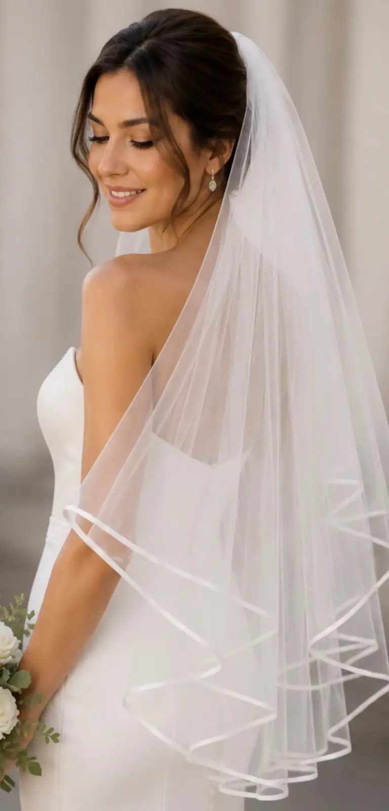 Eva two-layer blusher wedding veil