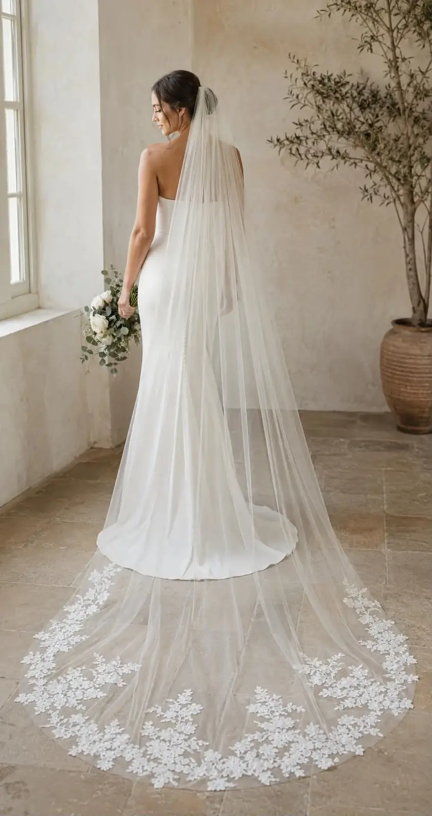 Madeline 230cm chapel length floral lace wedding veil