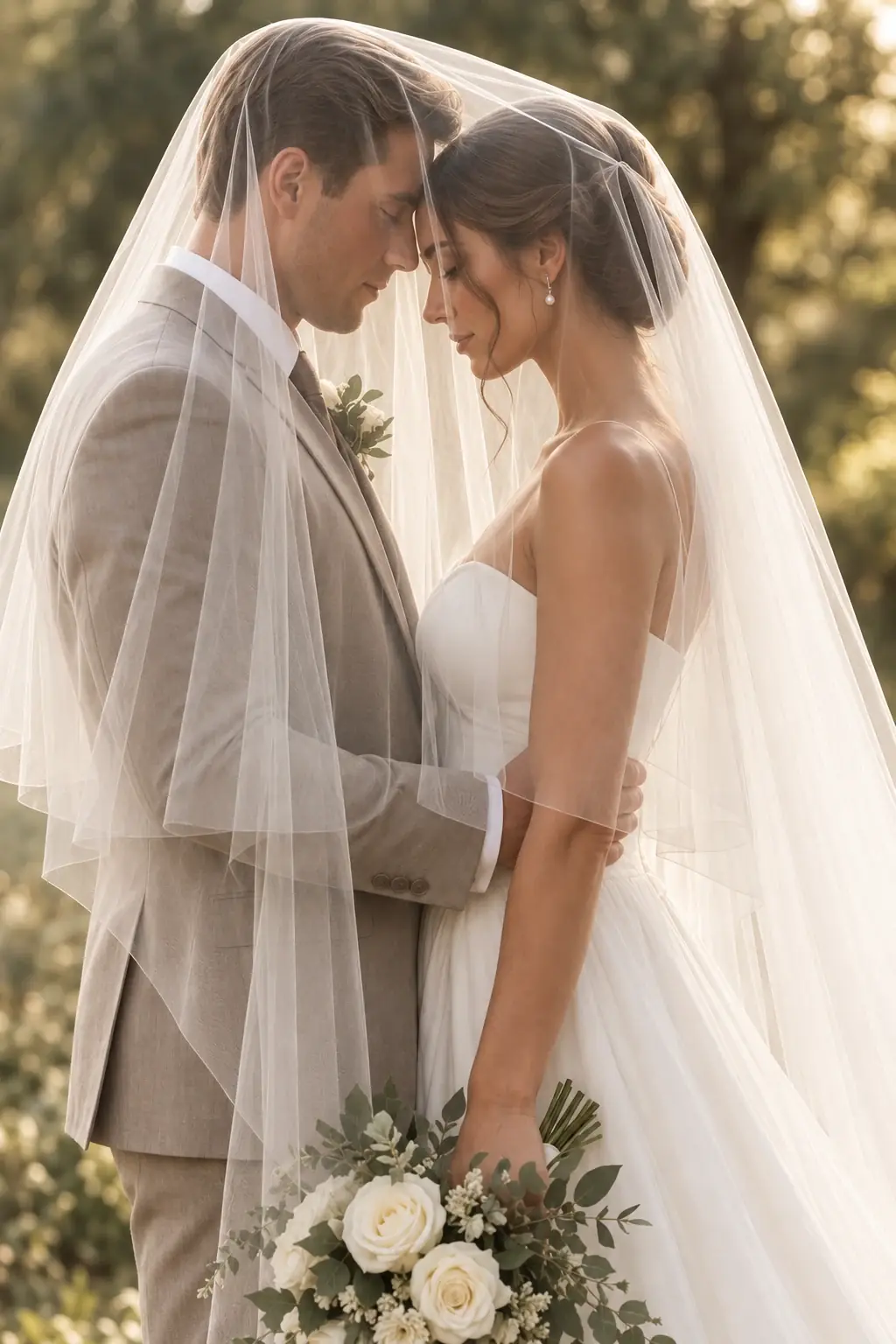 Sarah double-layer cathedral wedding veil with blusher