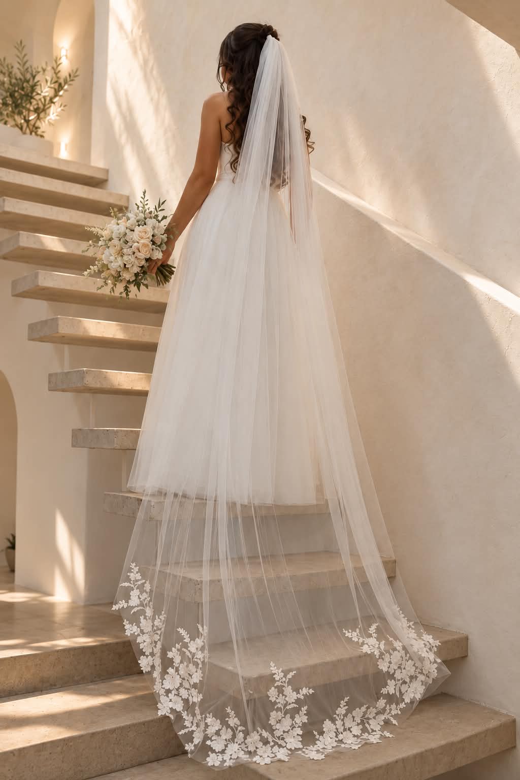 Madeline — Floral Lace Chapel Veil wedding veil NZ photo 10