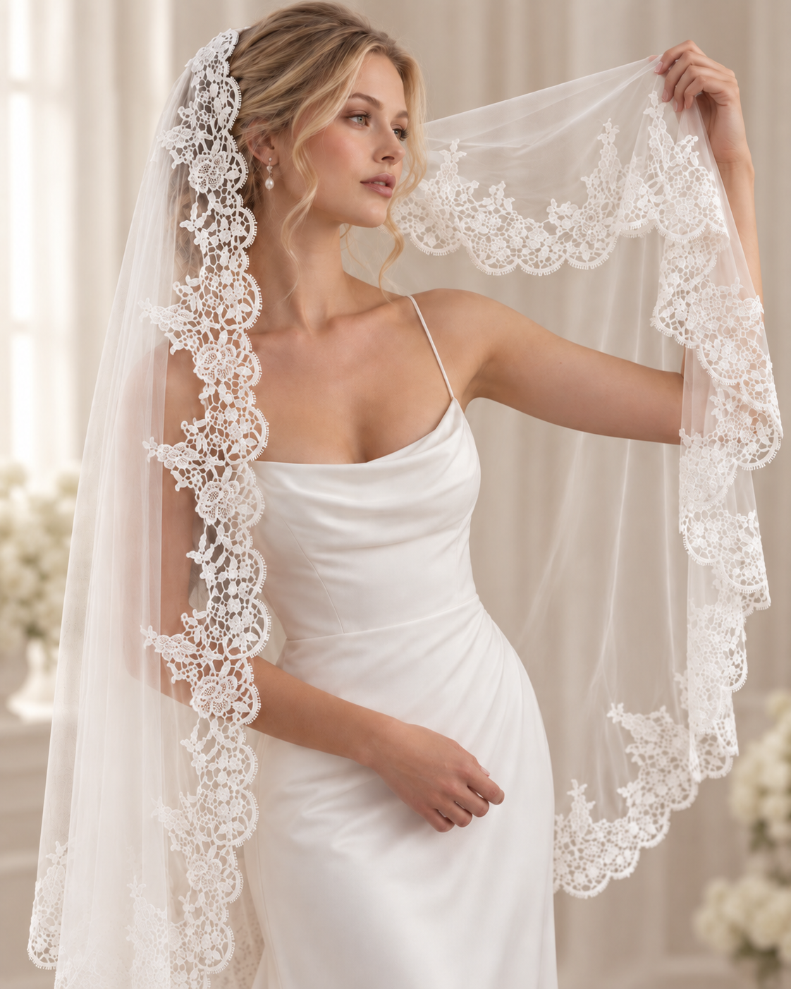 Camille — Fingertip Mantilla Veil wedding veil NZ photo 6