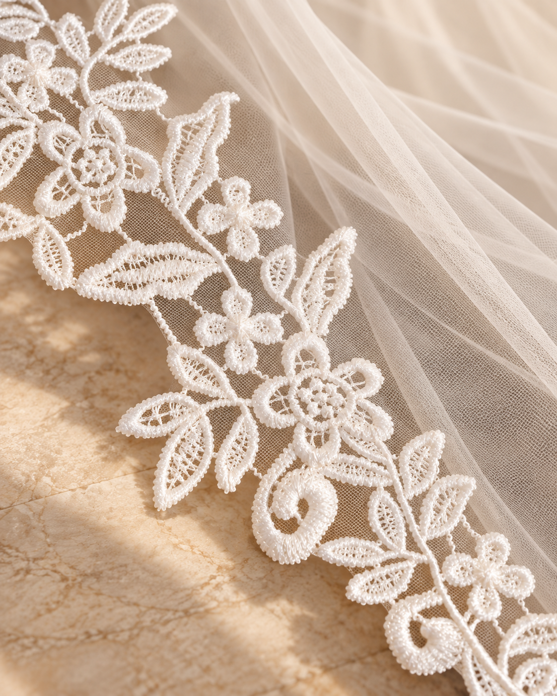 Daisy — Floral Lace Chapel Veil wedding veil NZ photo 4