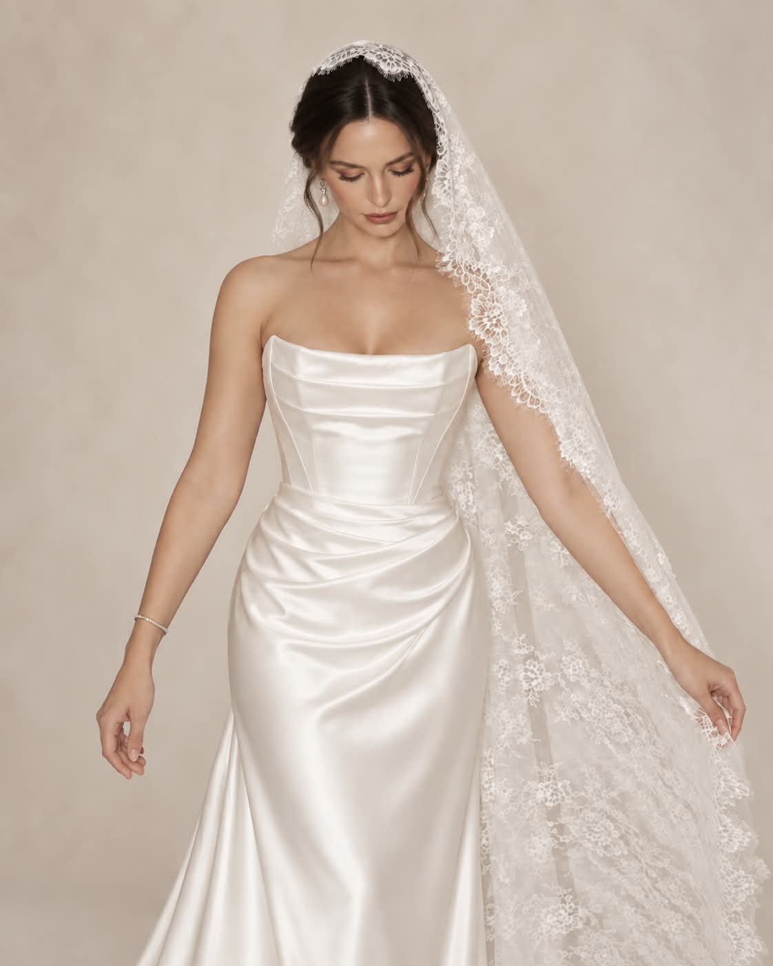 Siena — Vintage Lace Chapel Veil wedding veil NZ photo 6