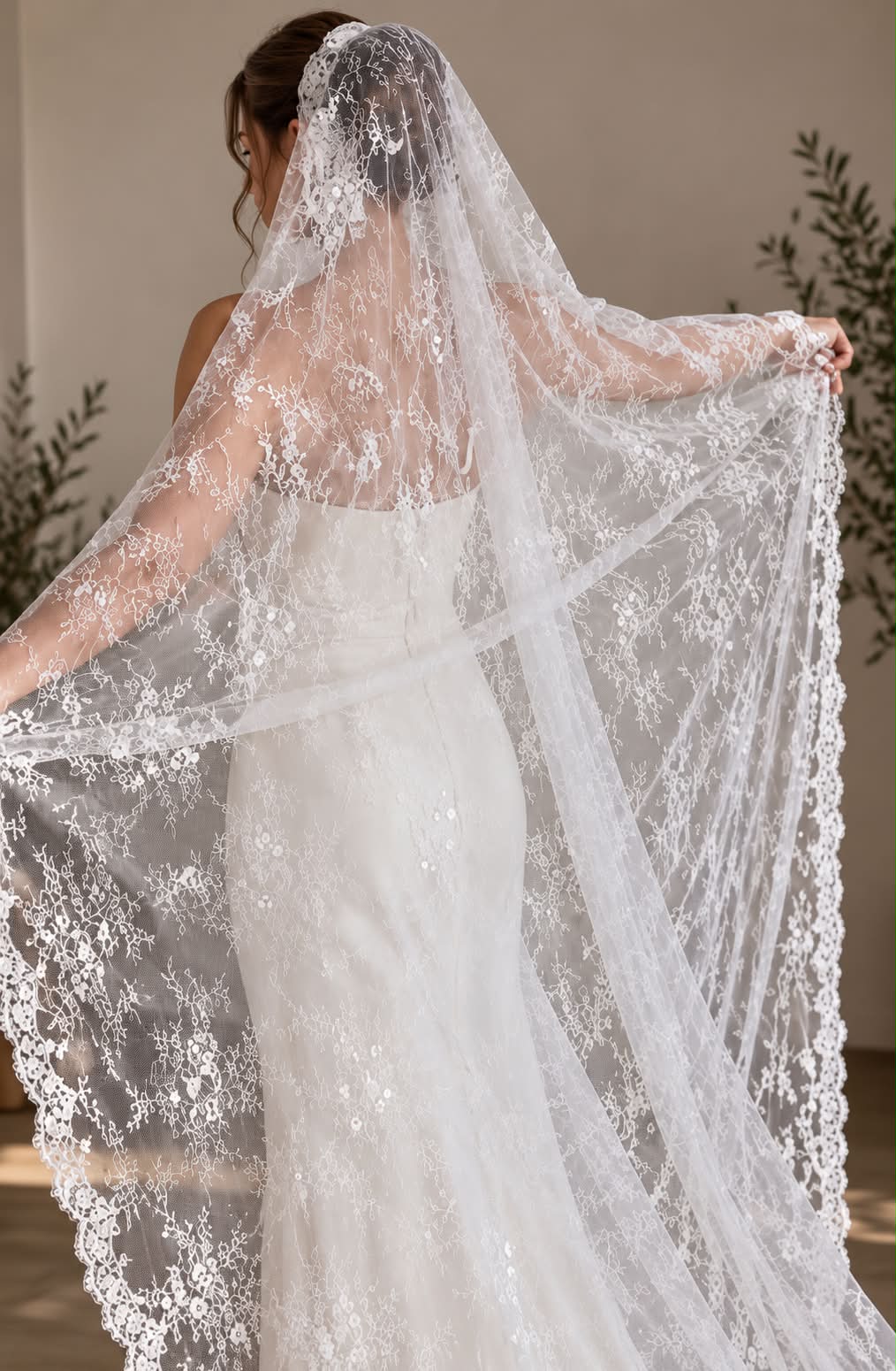 Siena — Vintage Lace Chapel Veil wedding veil NZ photo 10