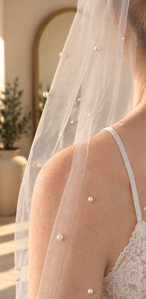 Cove Pearl Veil – 1M Fingertip wedding veil NZ photo 5