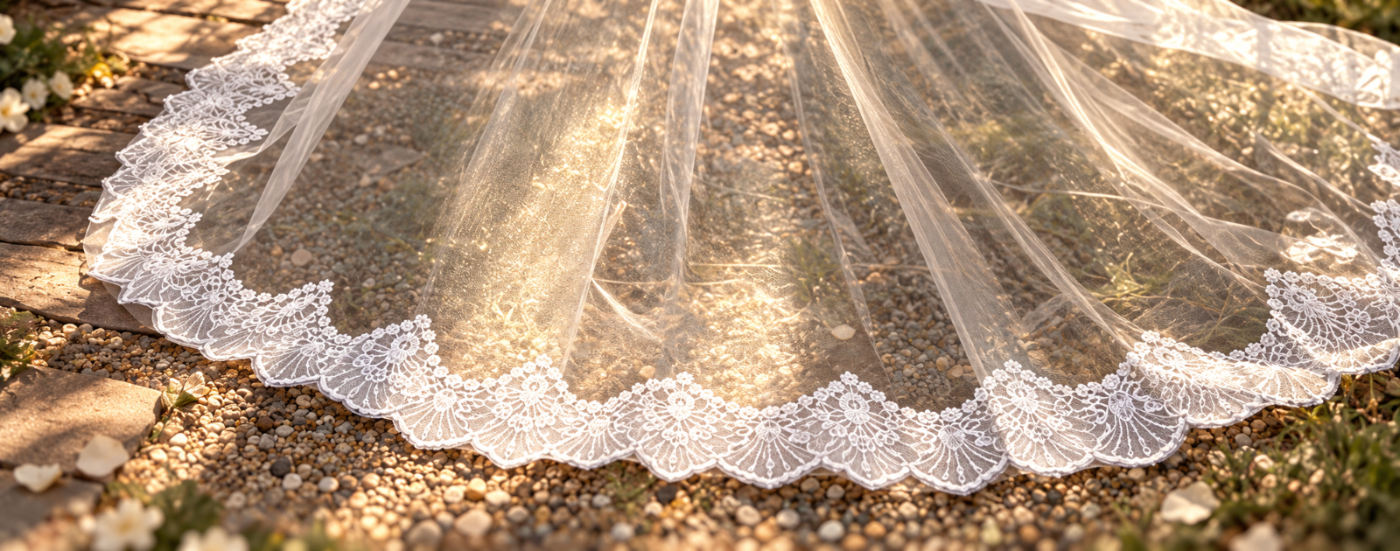 Amara Cathedral Lace Blusher Veil wedding veil NZ photo 2