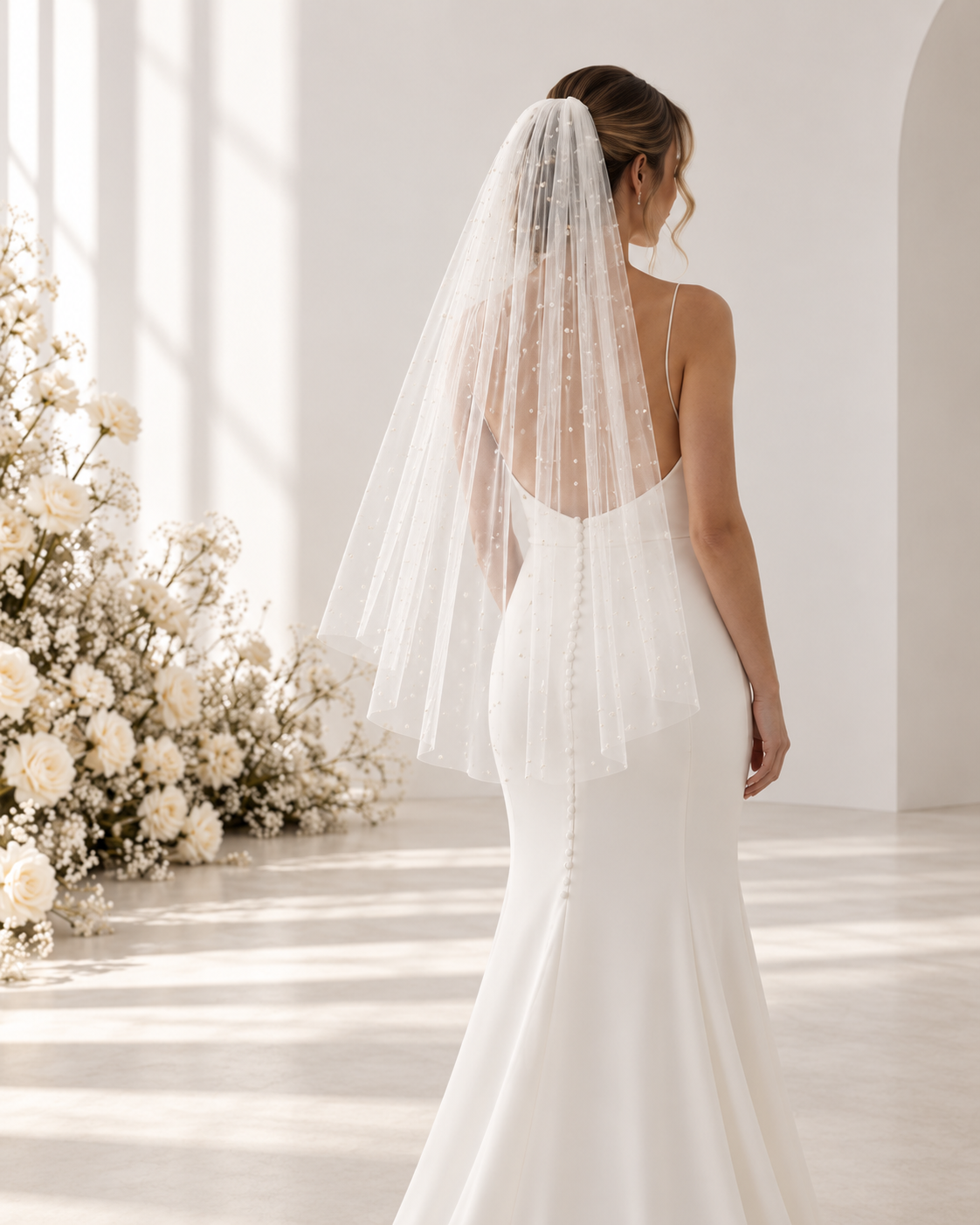 Cove Pearl Veil – 1M Fingertip wedding veil NZ photo 4