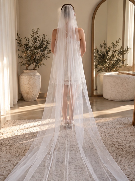 Hayley — Plain Cathedral Veil wedding veil NZ photo 10