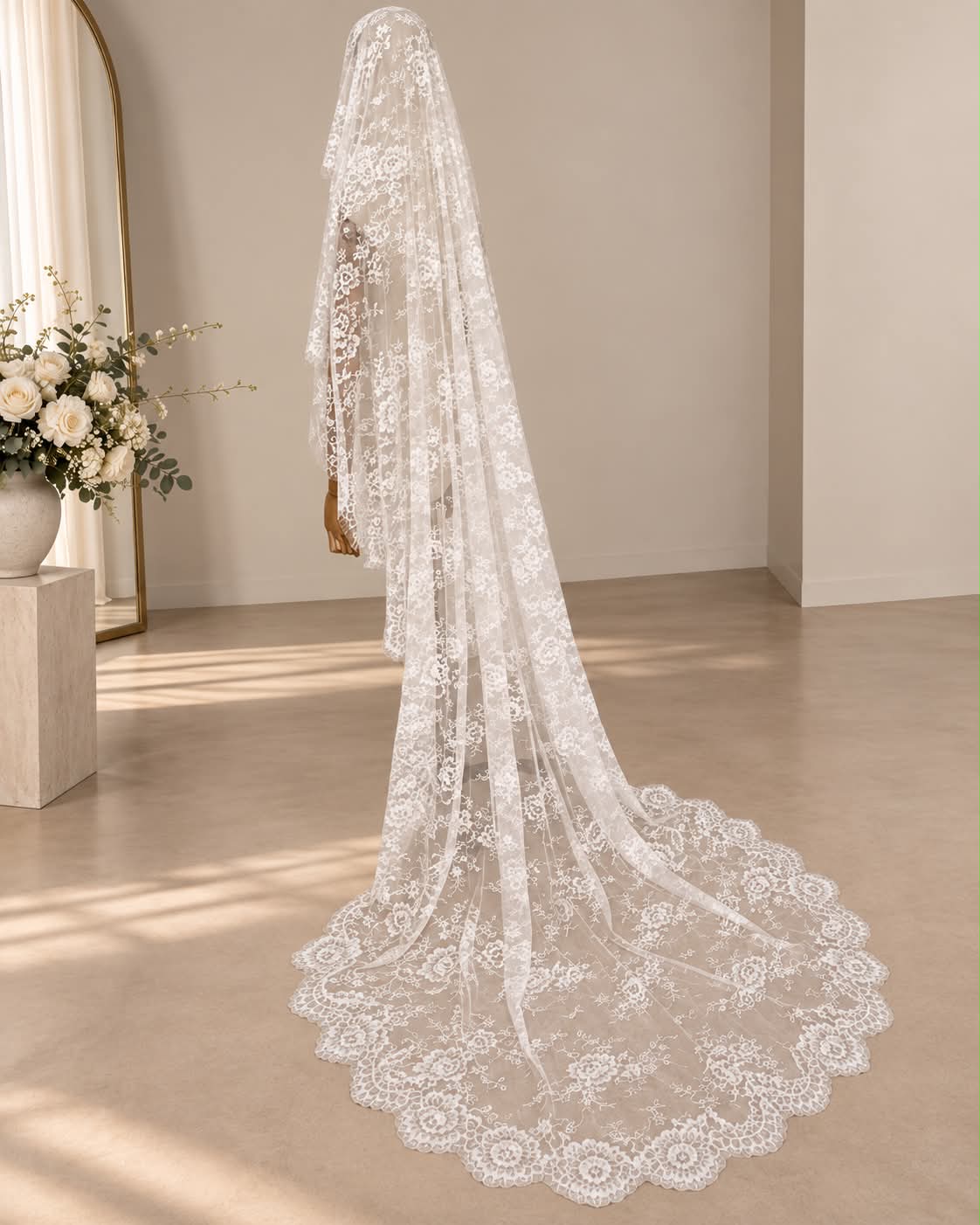Siena — Vintage Lace Chapel Veil wedding veil NZ photo 8
