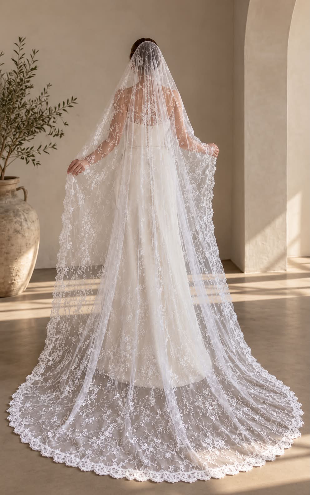 Siena — Vintage Lace Chapel Veil wedding veil NZ photo 11