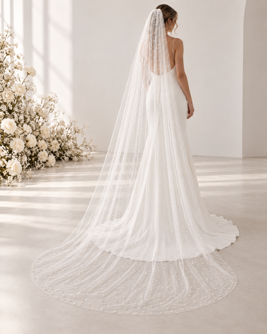 Cove Pearl Veil – 2M Chapel wedding veil NZ photo 4