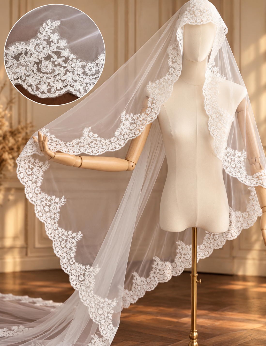 Arabella — Chapel Mantilla Style Veil wedding veil NZ photo 5