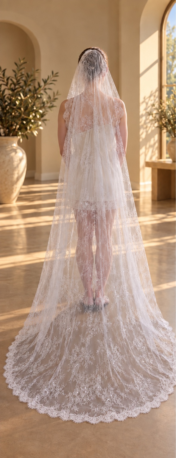 Siena — Vintage Lace Chapel Veil wedding veil NZ photo 5