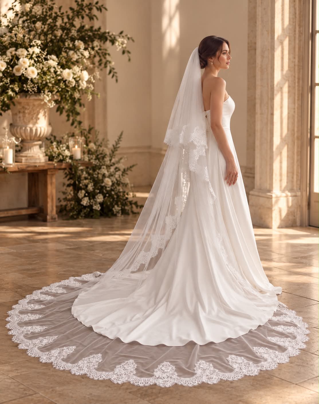Odette Cathedral French Lace Blusher Veil wedding veil NZ photo 4