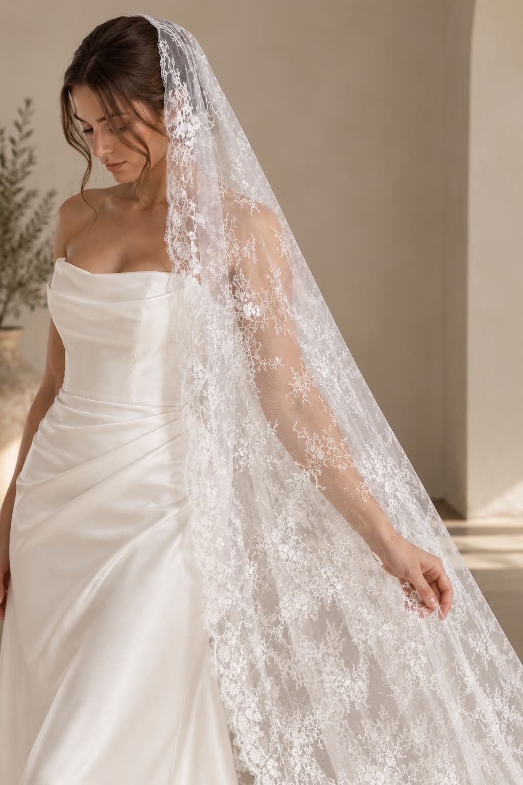 Siena — Vintage Lace Chapel Veil wedding veil NZ photo 9
