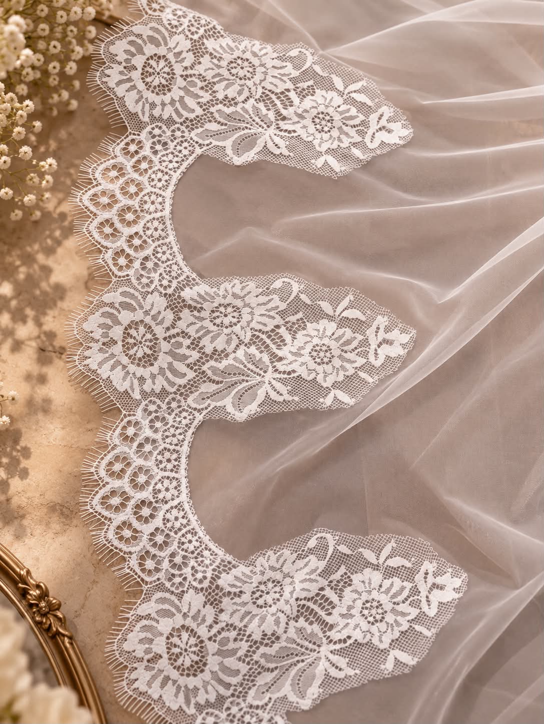 Odette Cathedral French Lace Blusher Veil wedding veil NZ photo 3
