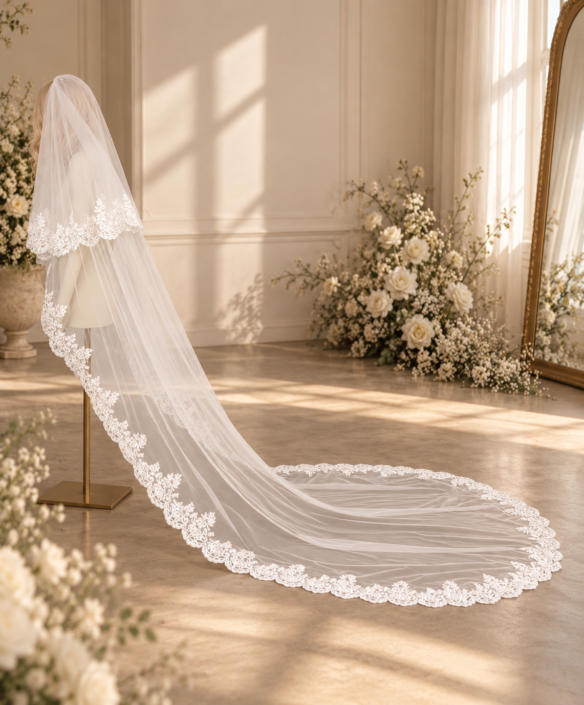 Arabella — Cathedral Mantilla Blusher Veil wedding veil NZ photo 4