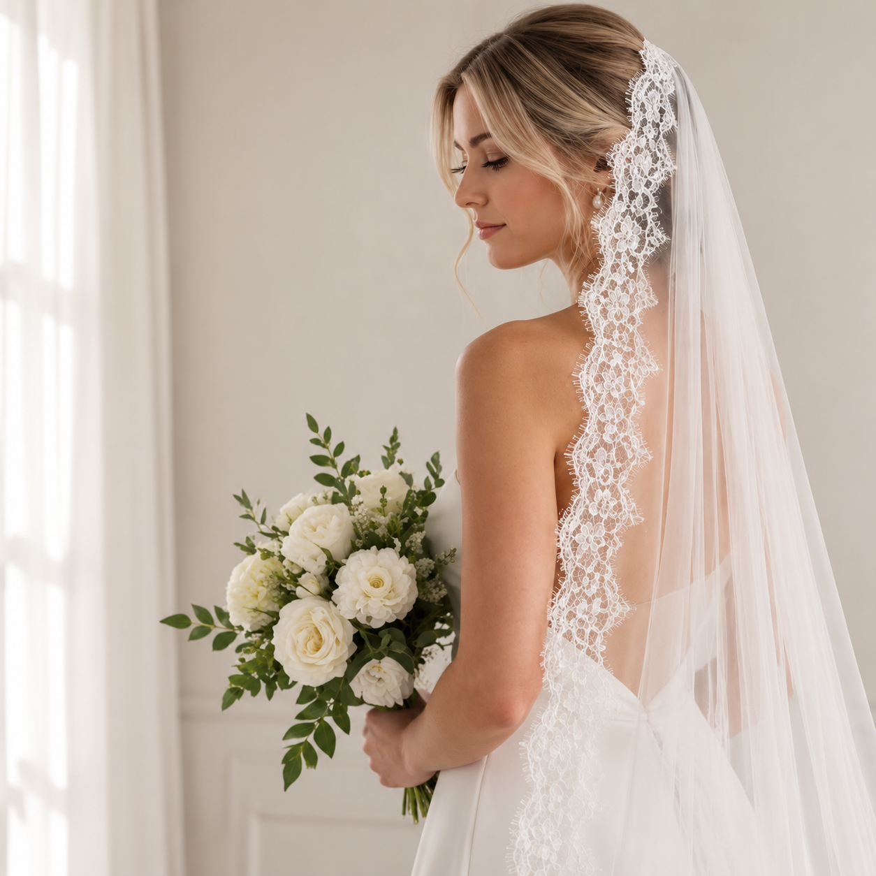 Catherine — Lace Chapel Veil wedding veil NZ photo 4