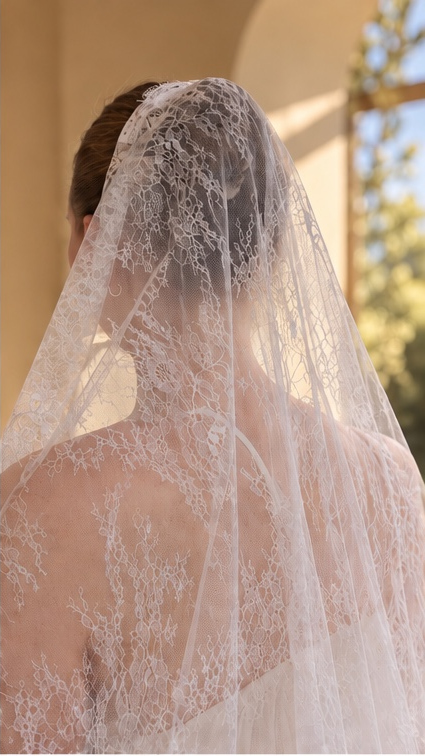 Siena — Vintage Lace Chapel Veil wedding veil NZ photo 4