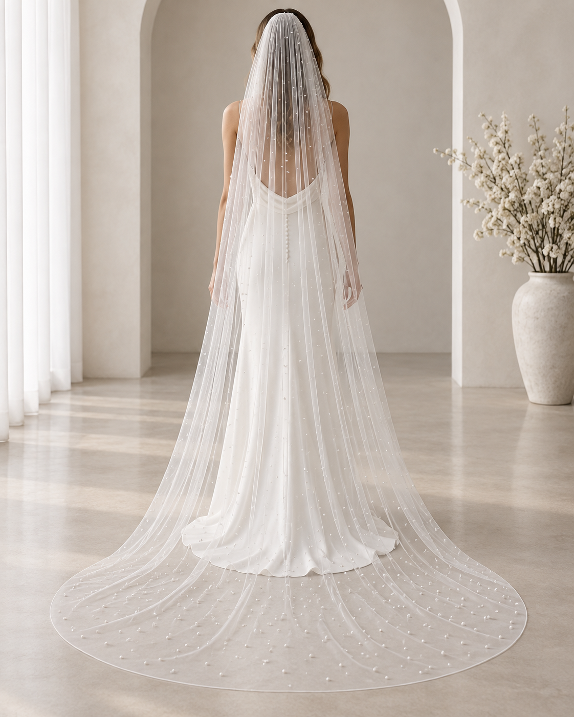 Cove Pearl Veil – 2M Chapel wedding veil NZ photo 5
