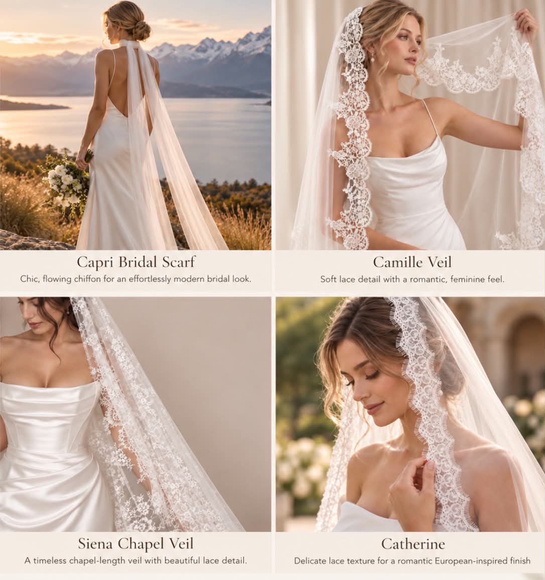 European wedding styles at Golden Veil Bridal